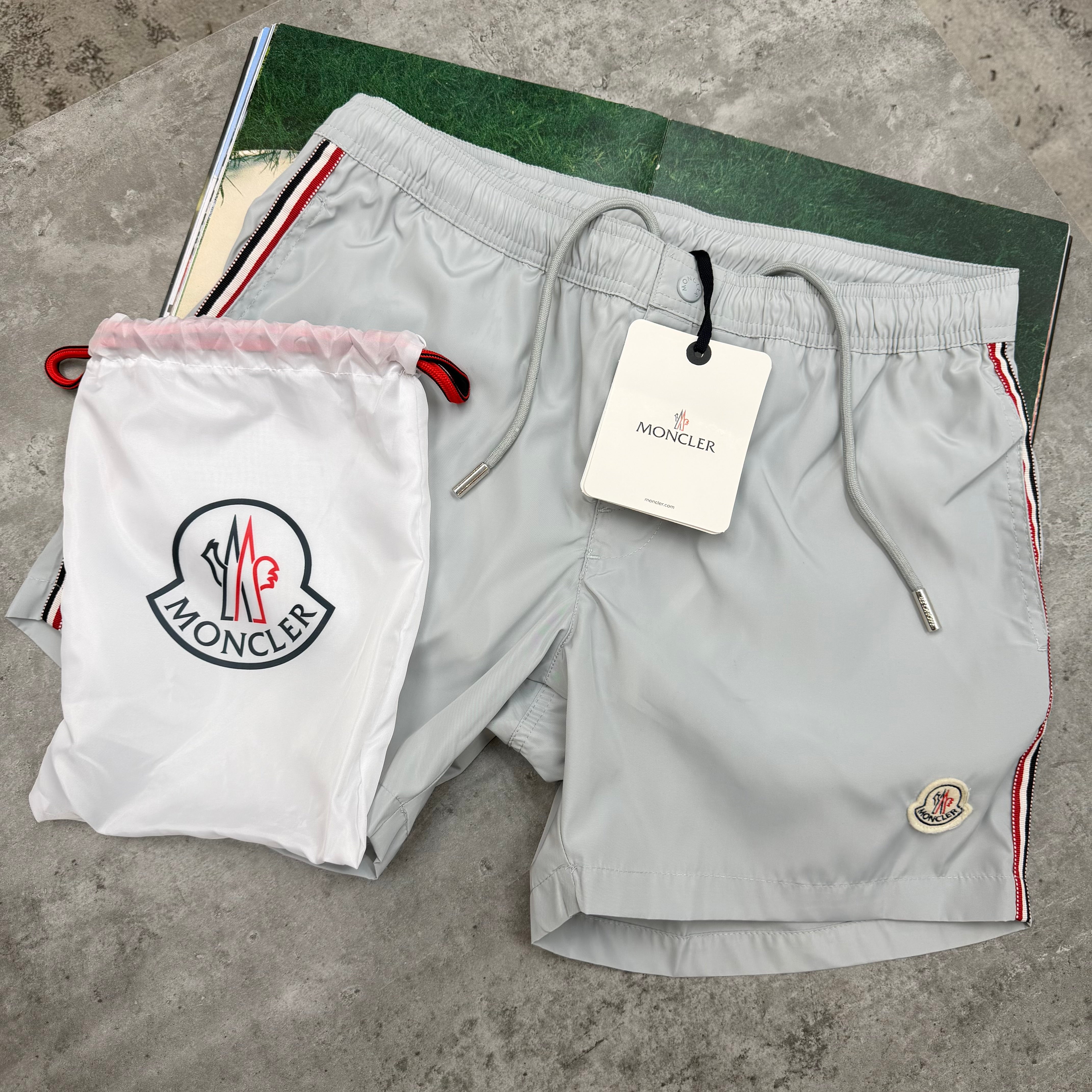 STRIPE BAGGED SWIMS - LIGHT GREY