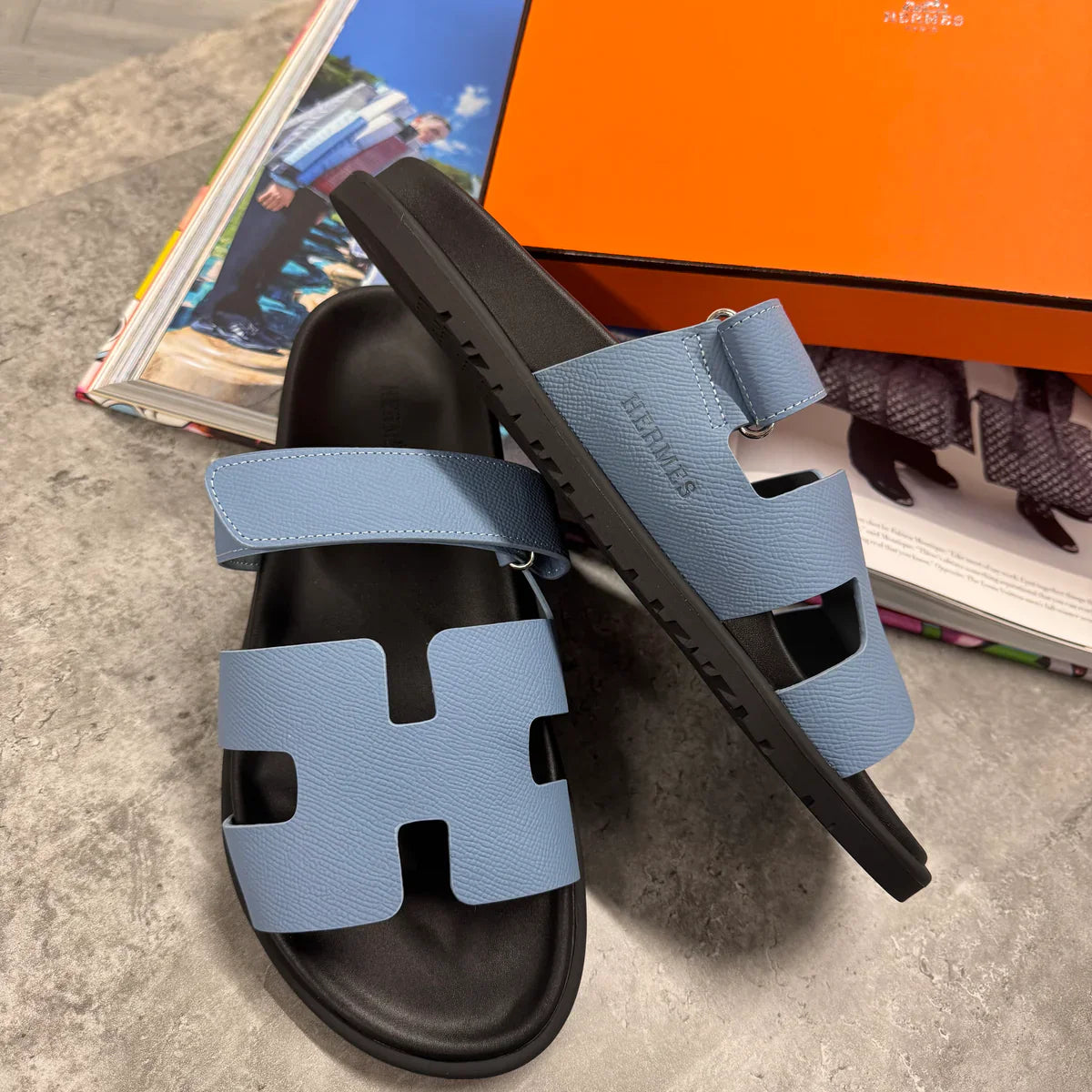 (PRE ORDER) H STRAP SLIDES - BLUE