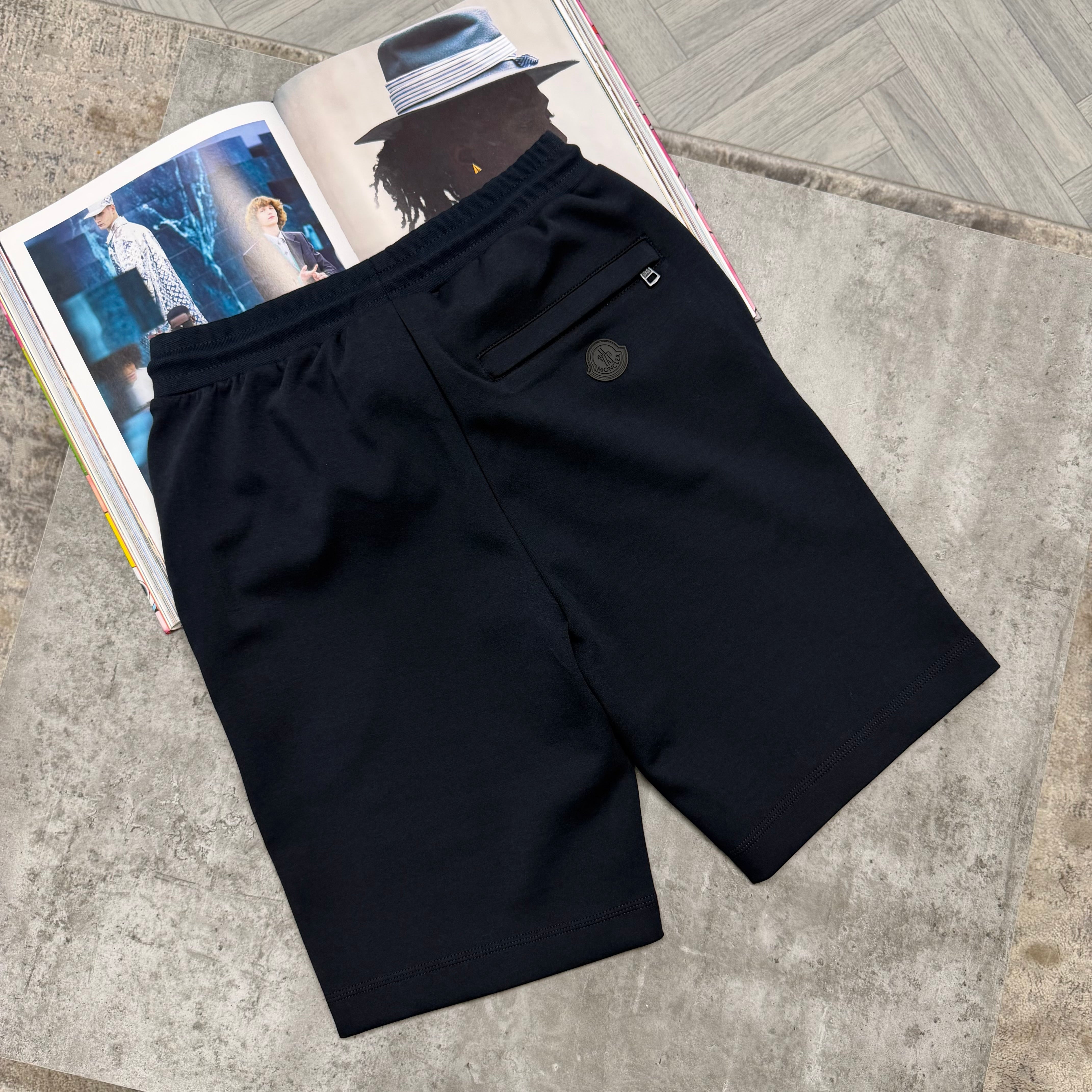 MNCLR SPLIT LOGO COTTON SHORTS - NAVY