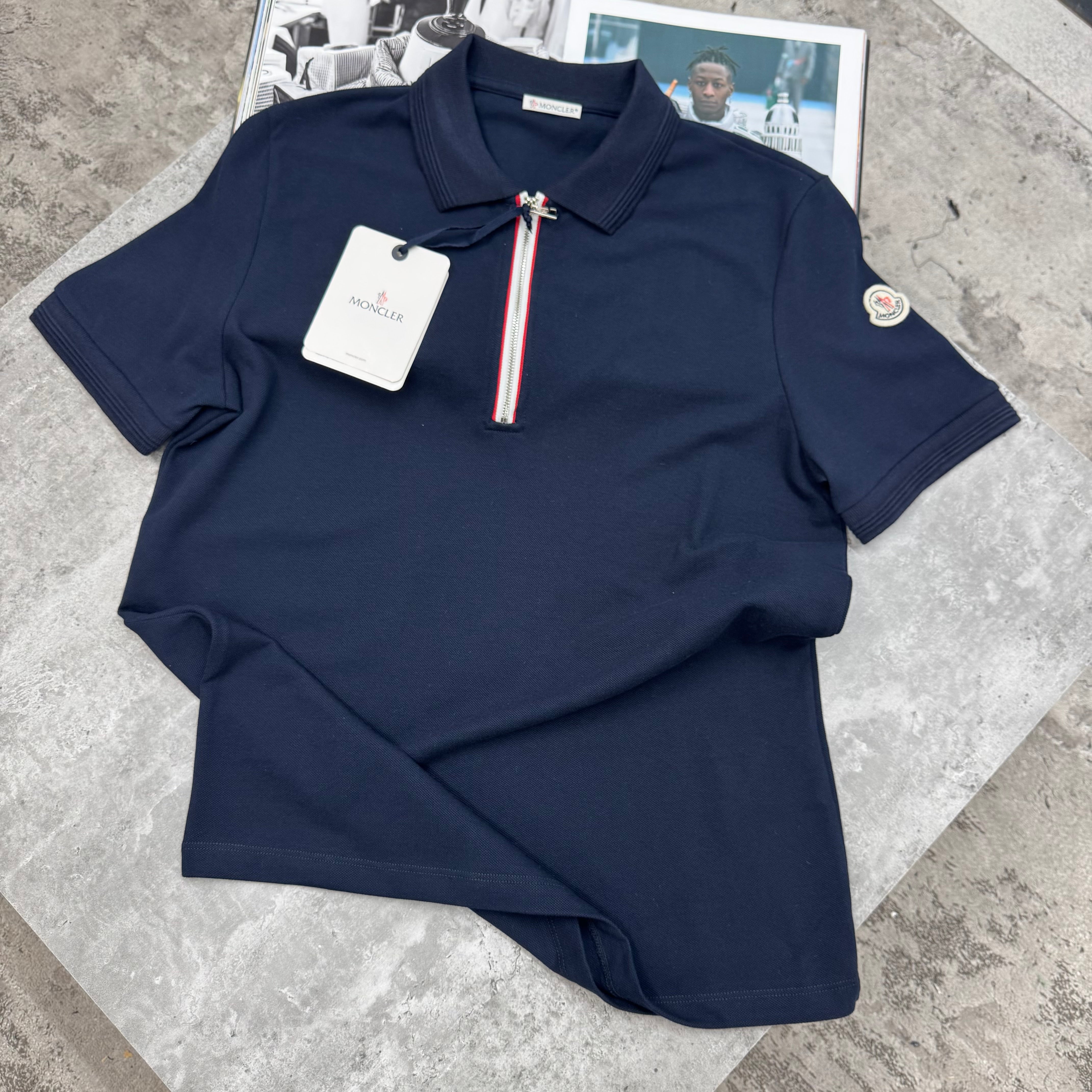 HALF ZIP POLO - NAVY