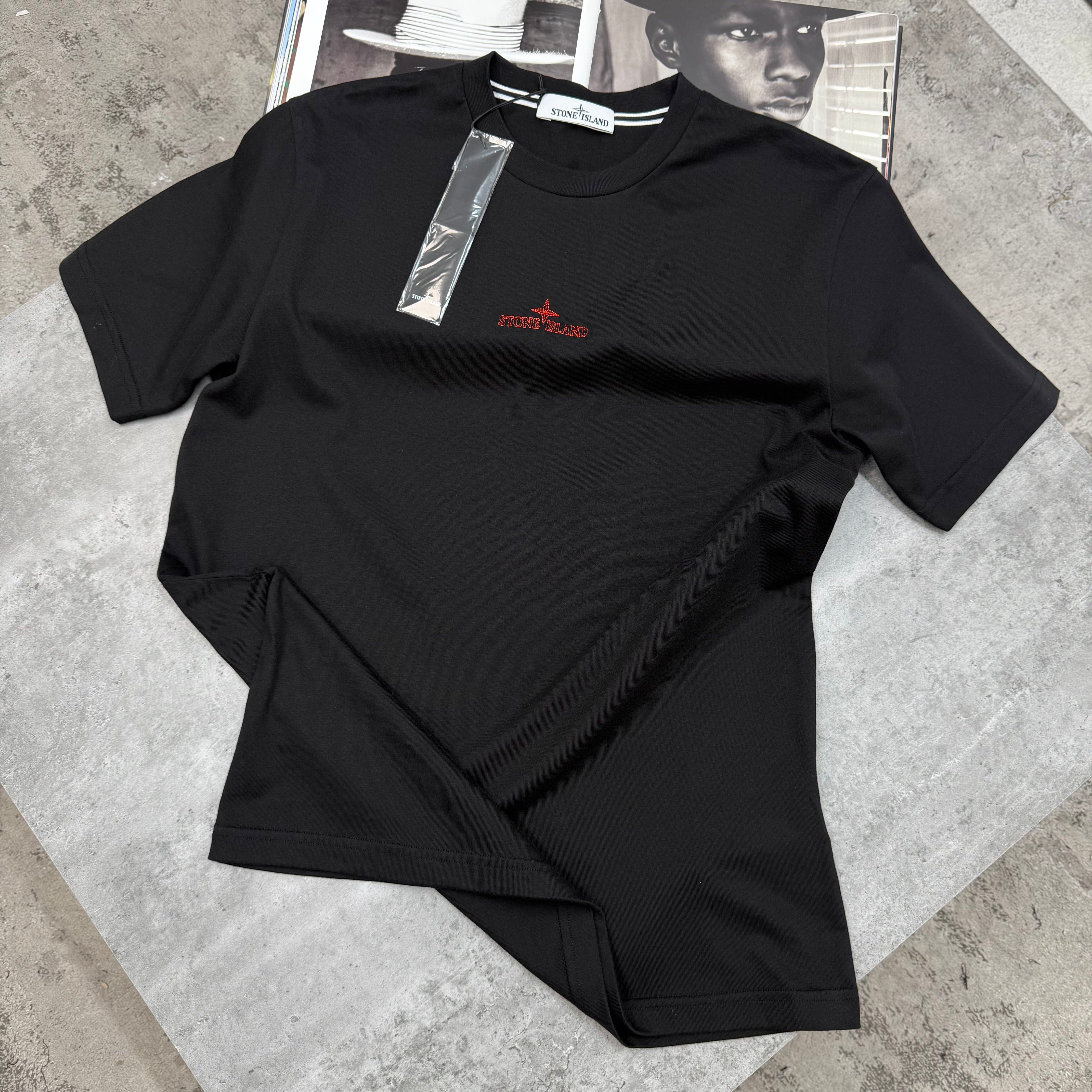 SI - EMBROIDERED T-SHIRT - BLACK