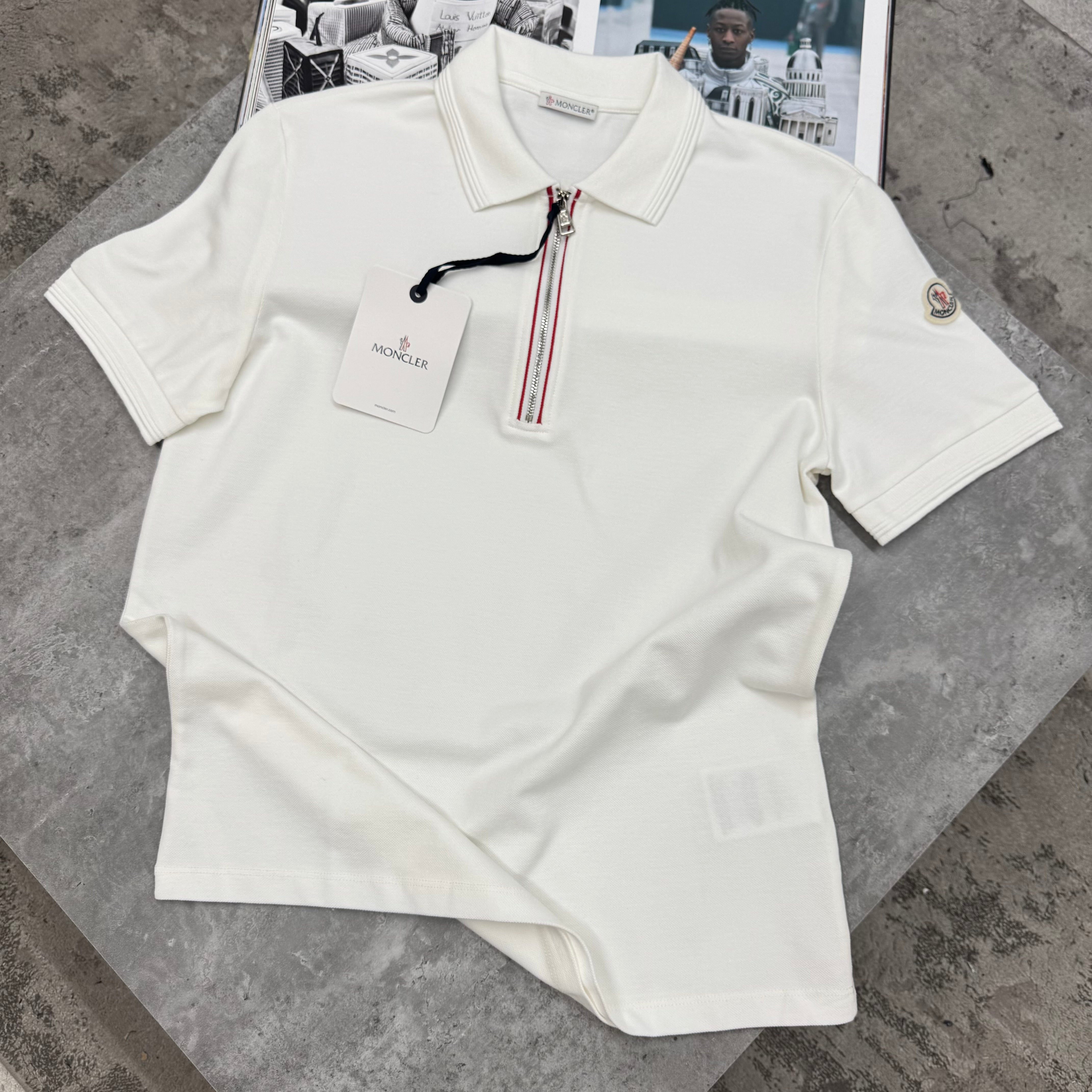 HALF ZIP POLO - WHITE
