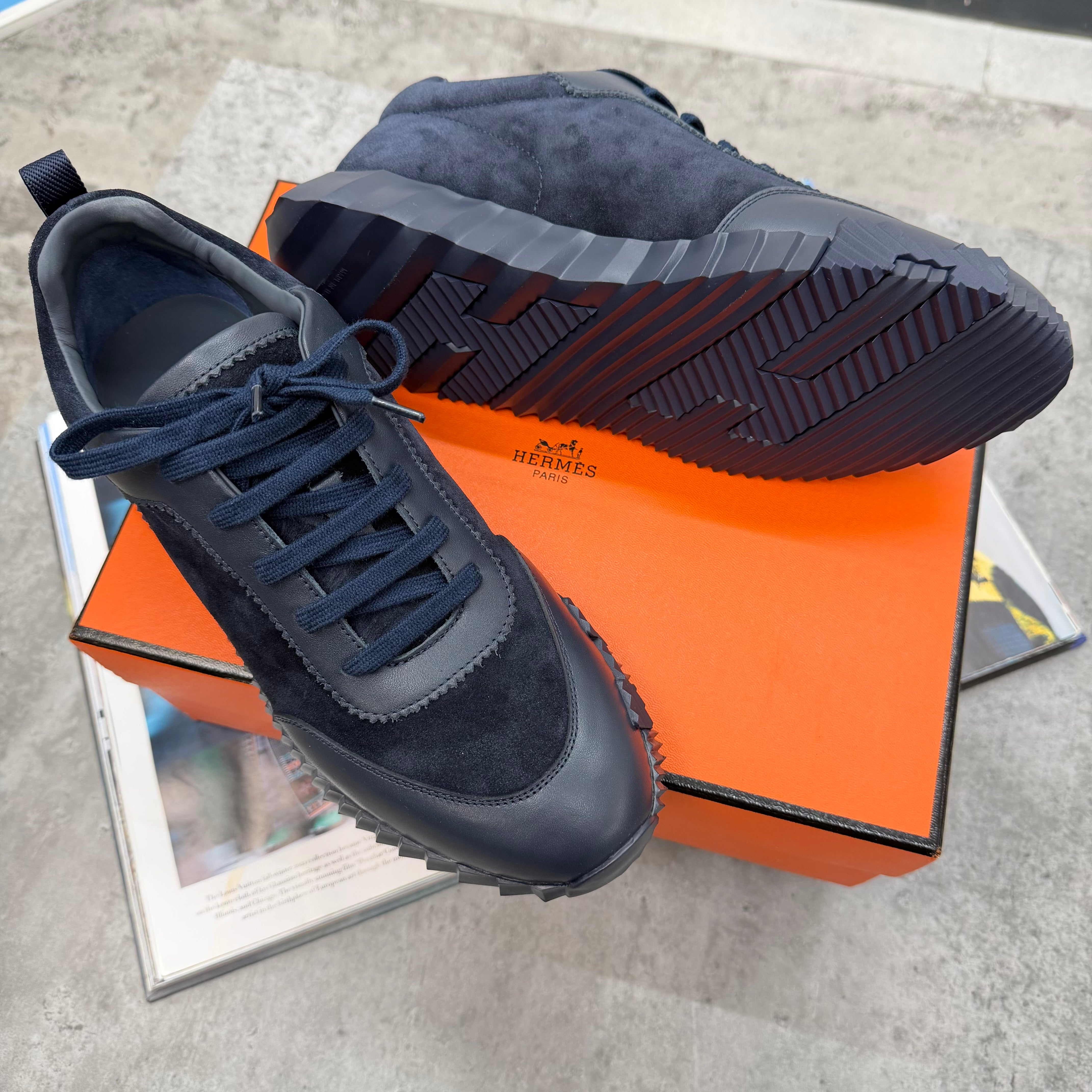 HMES - SUEDE TRAINERS - NAVY