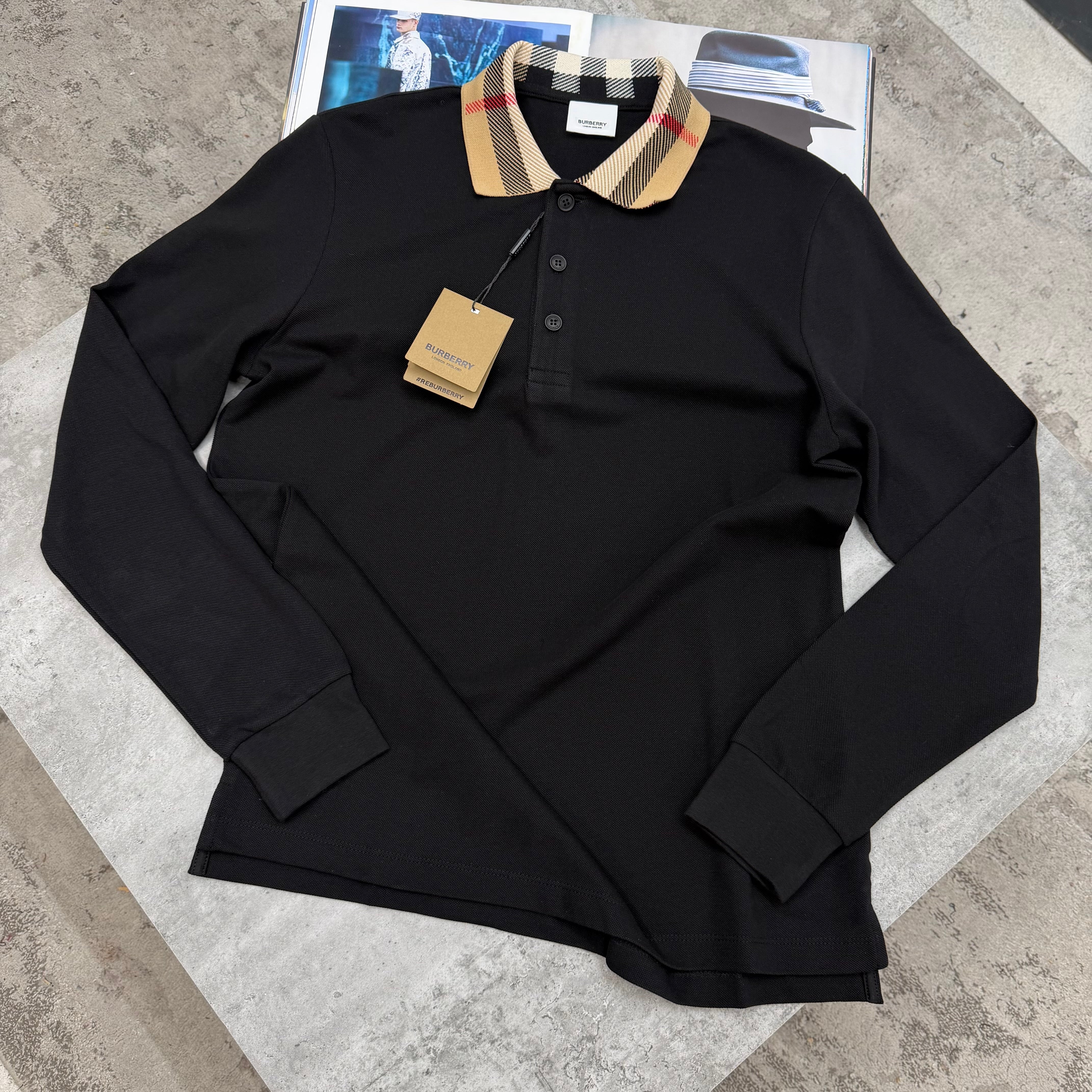 BURB - LONG SLEEVE POLO - BLACK