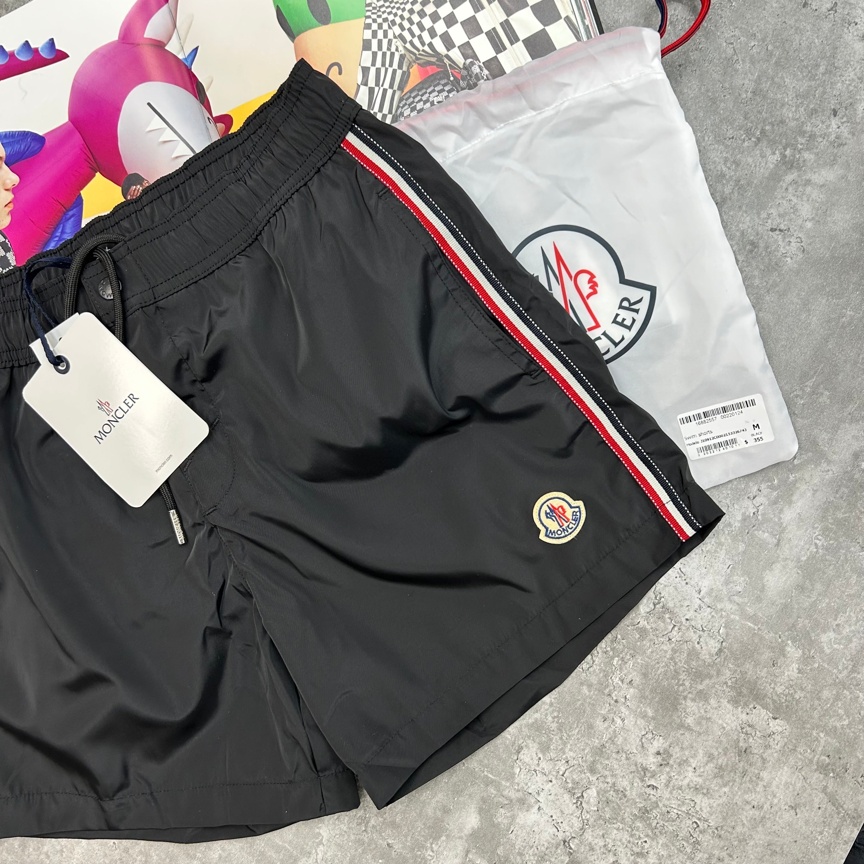 STRIPE BAGGED SWIMS - BLACK