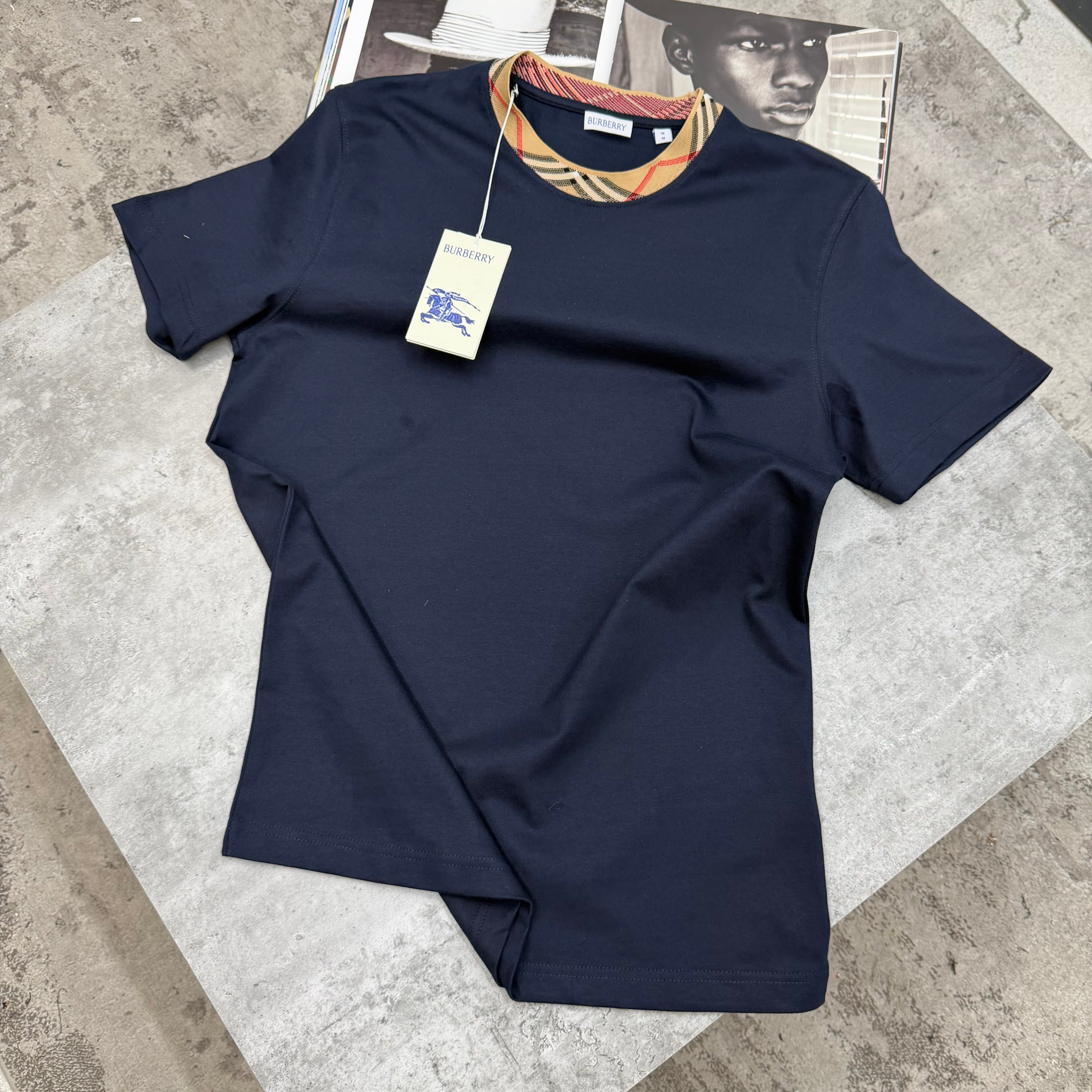 BURB - COLLAR PRINT T-SHIRT - NAVY