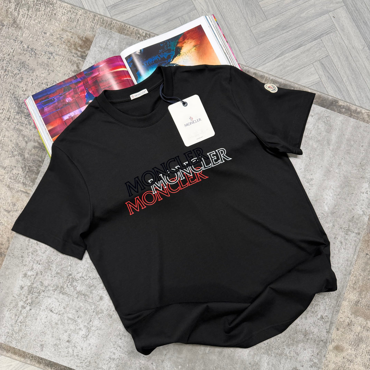 MNCLR TRIPLE LOGO T SHIRT - BLACK