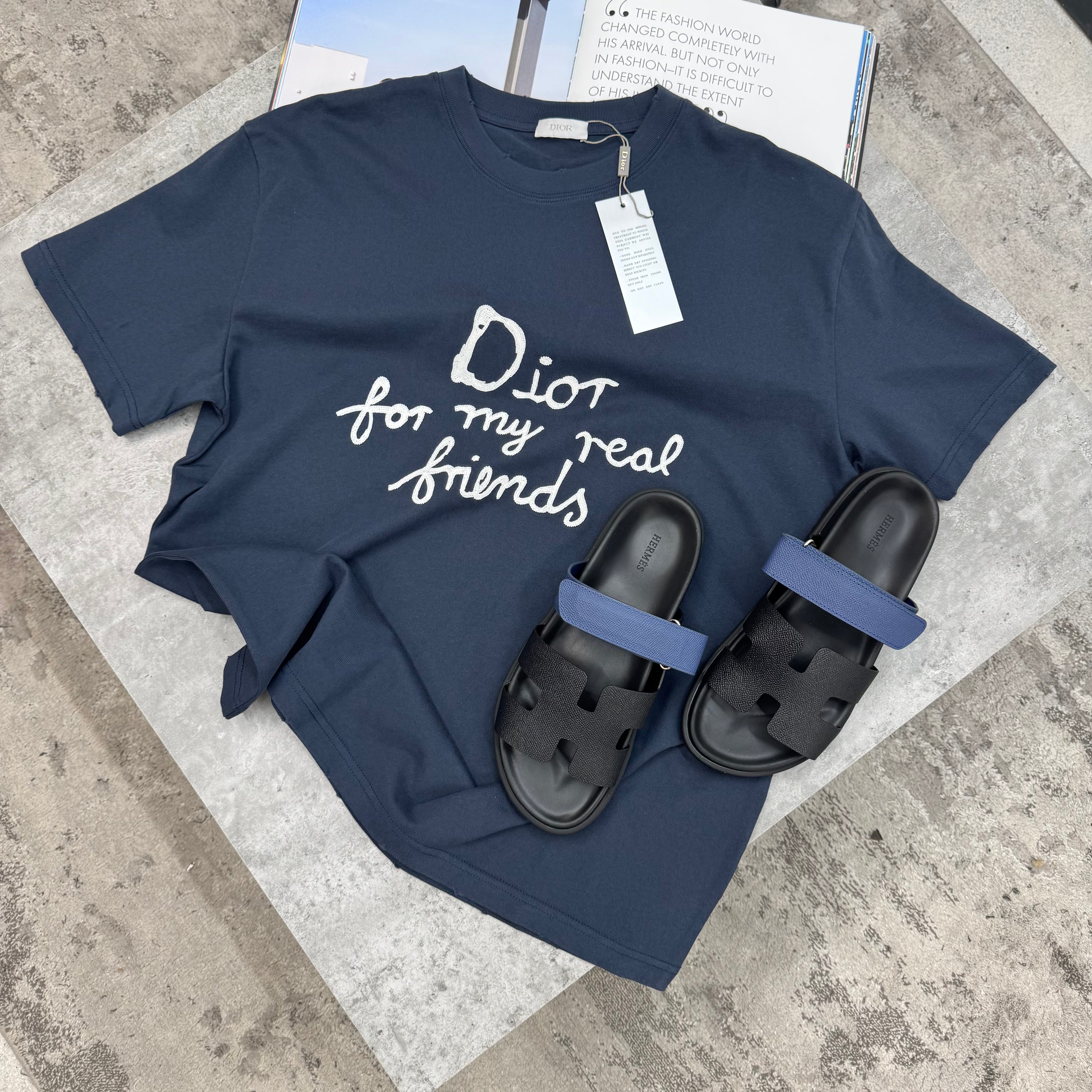 (PRE-ORDER) HMES - STRAP SLIDES - BLACK/NAVY