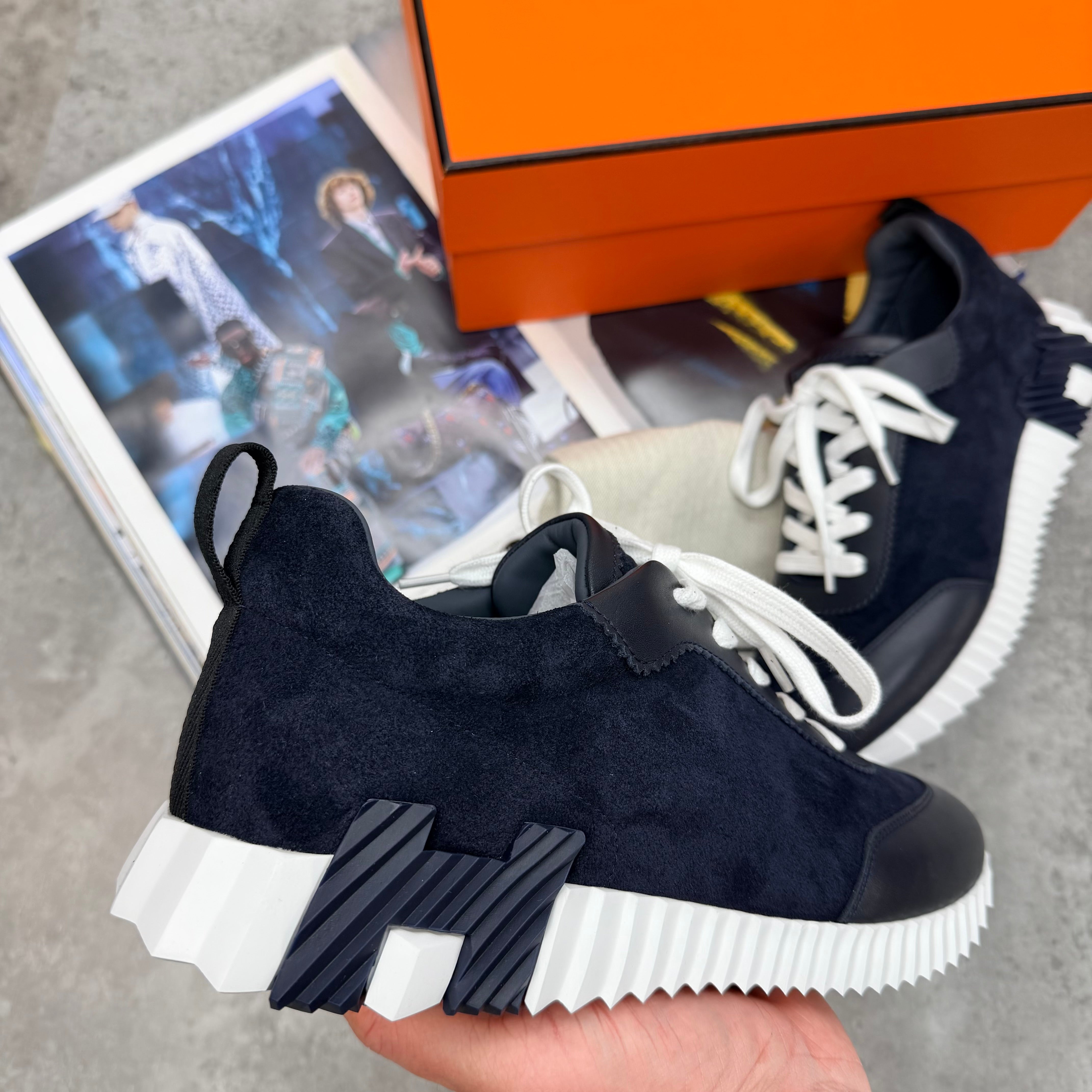 HMES - SUEDE TRAINERS - NAVY