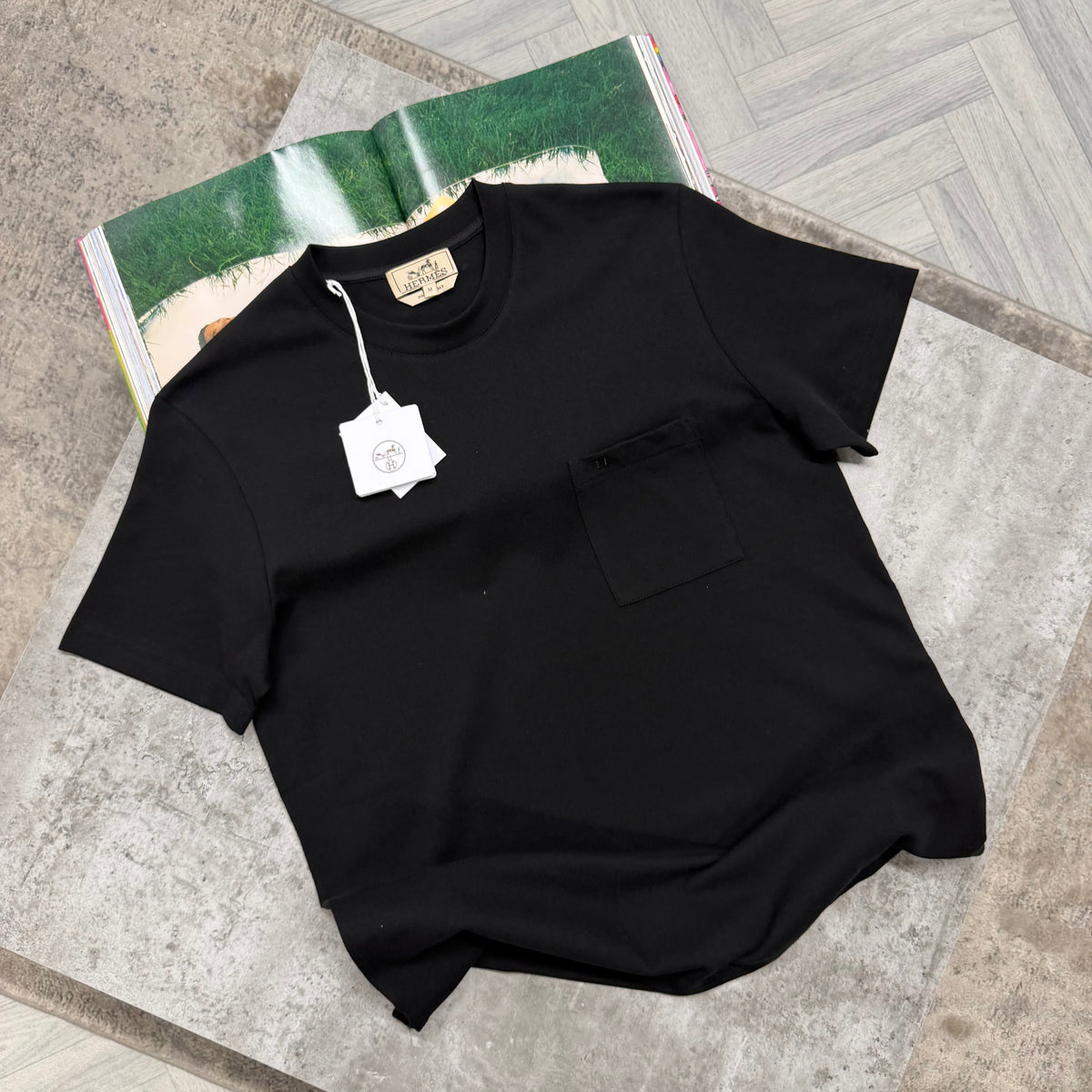 H POCKET T SHIRT - BLACK