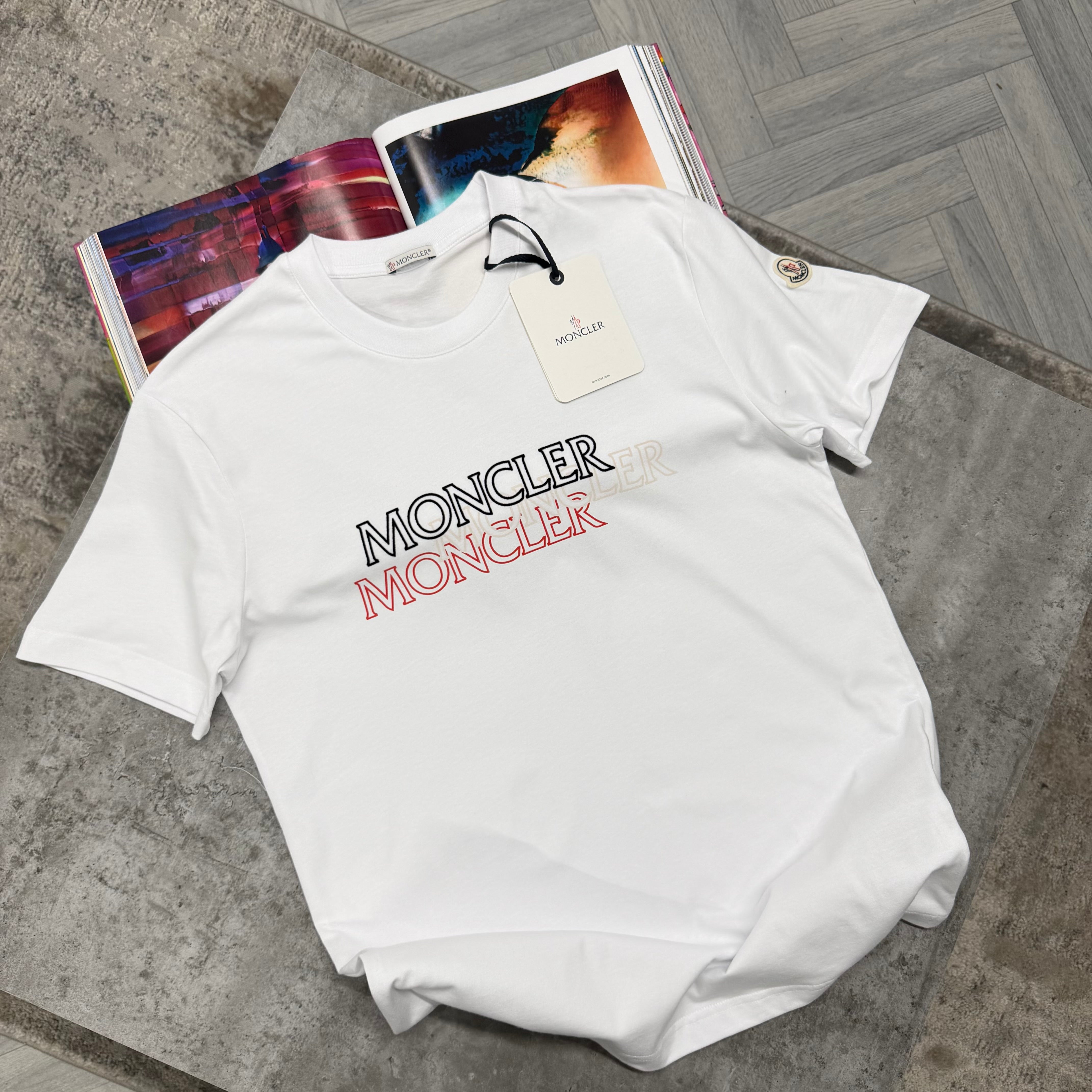 MNCLR TRIPLE LOGO T SHIRT - WHITE