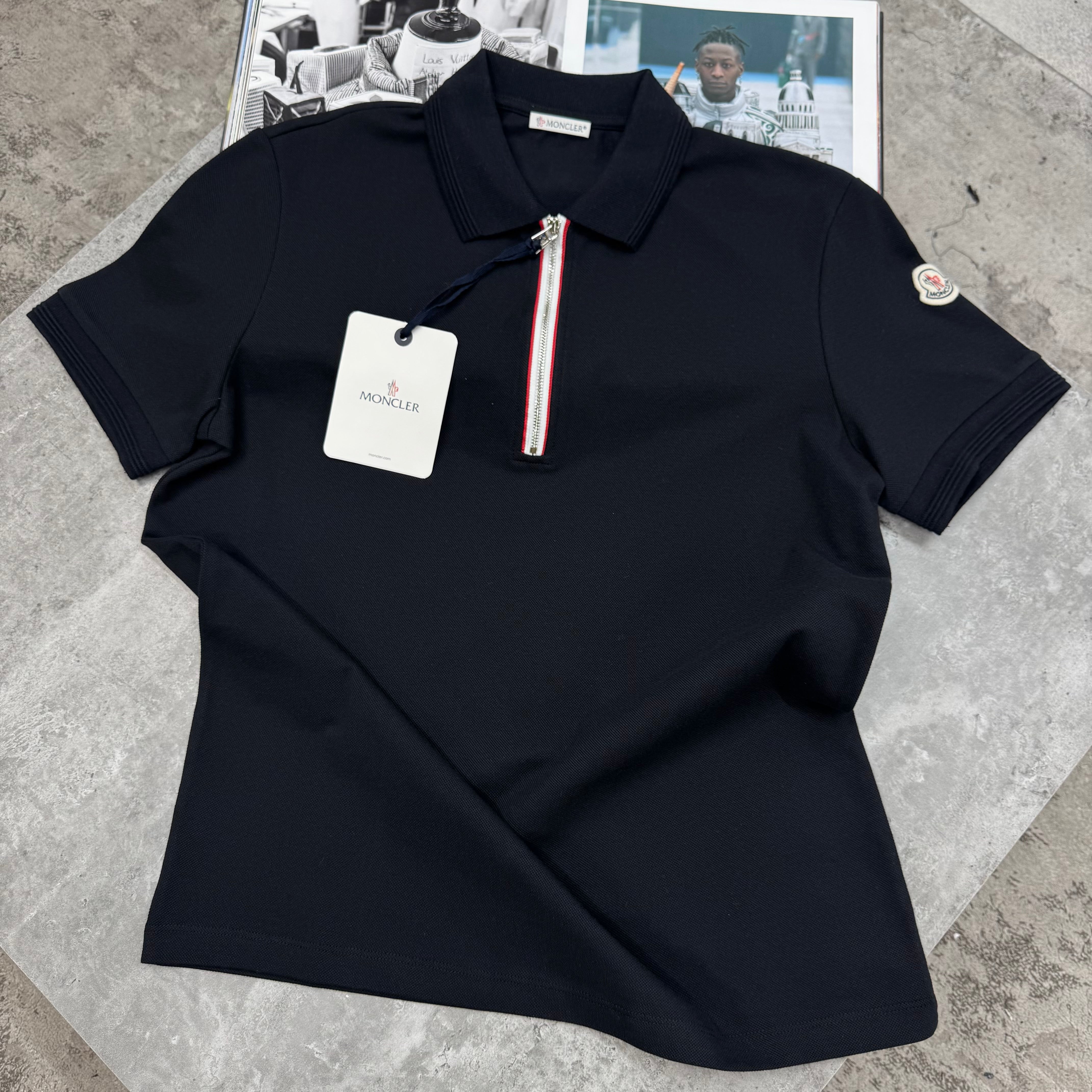 HALF ZIP POLO - BLACK
