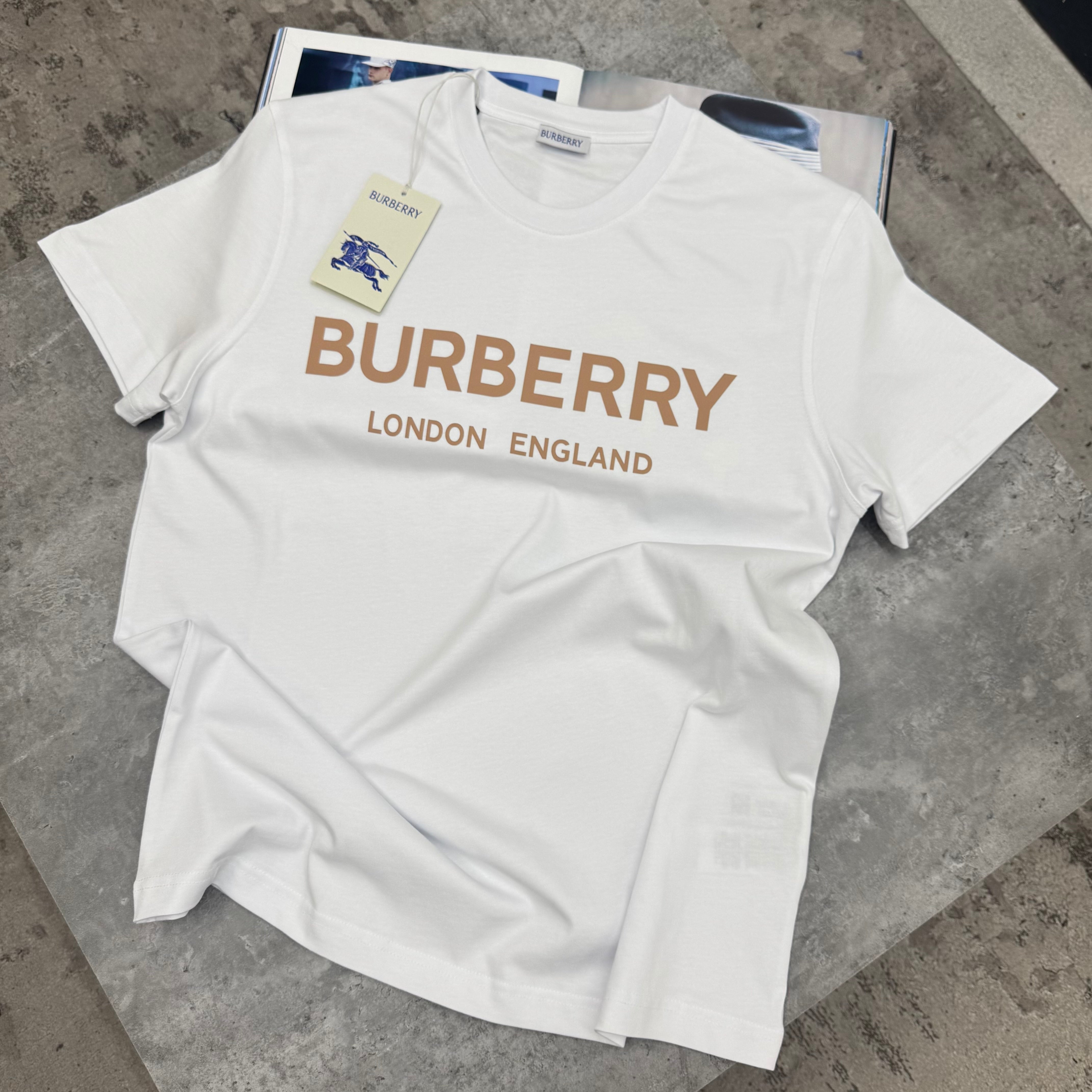 BURB - T-SHIRT - WHITE/BROWN