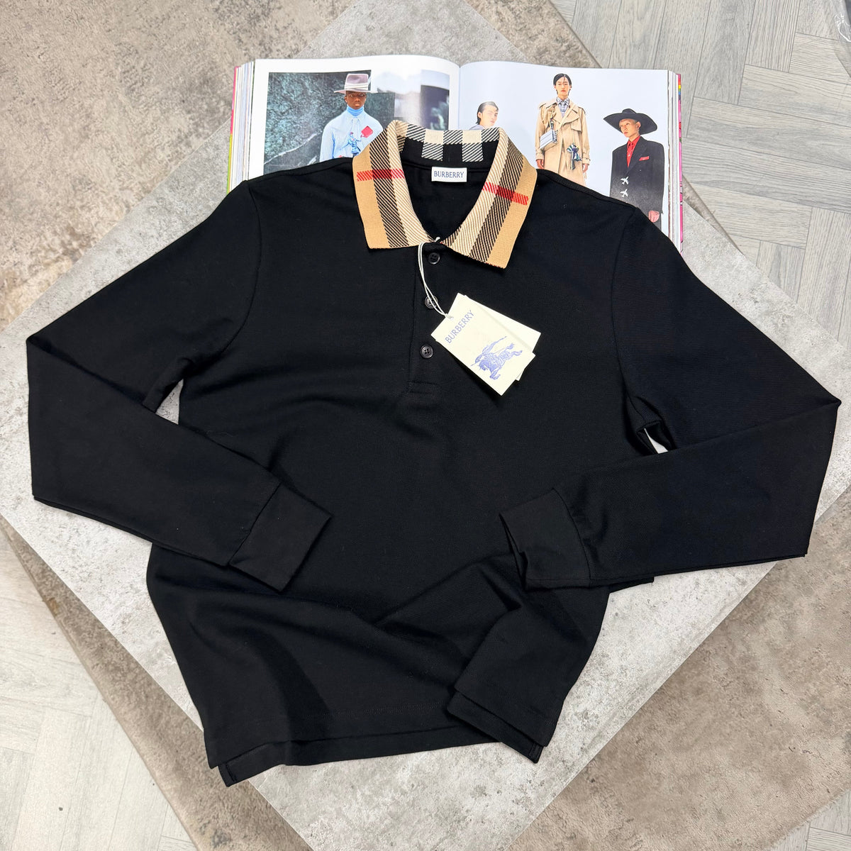 BBR LONG SLEEVE POLO - BLACK