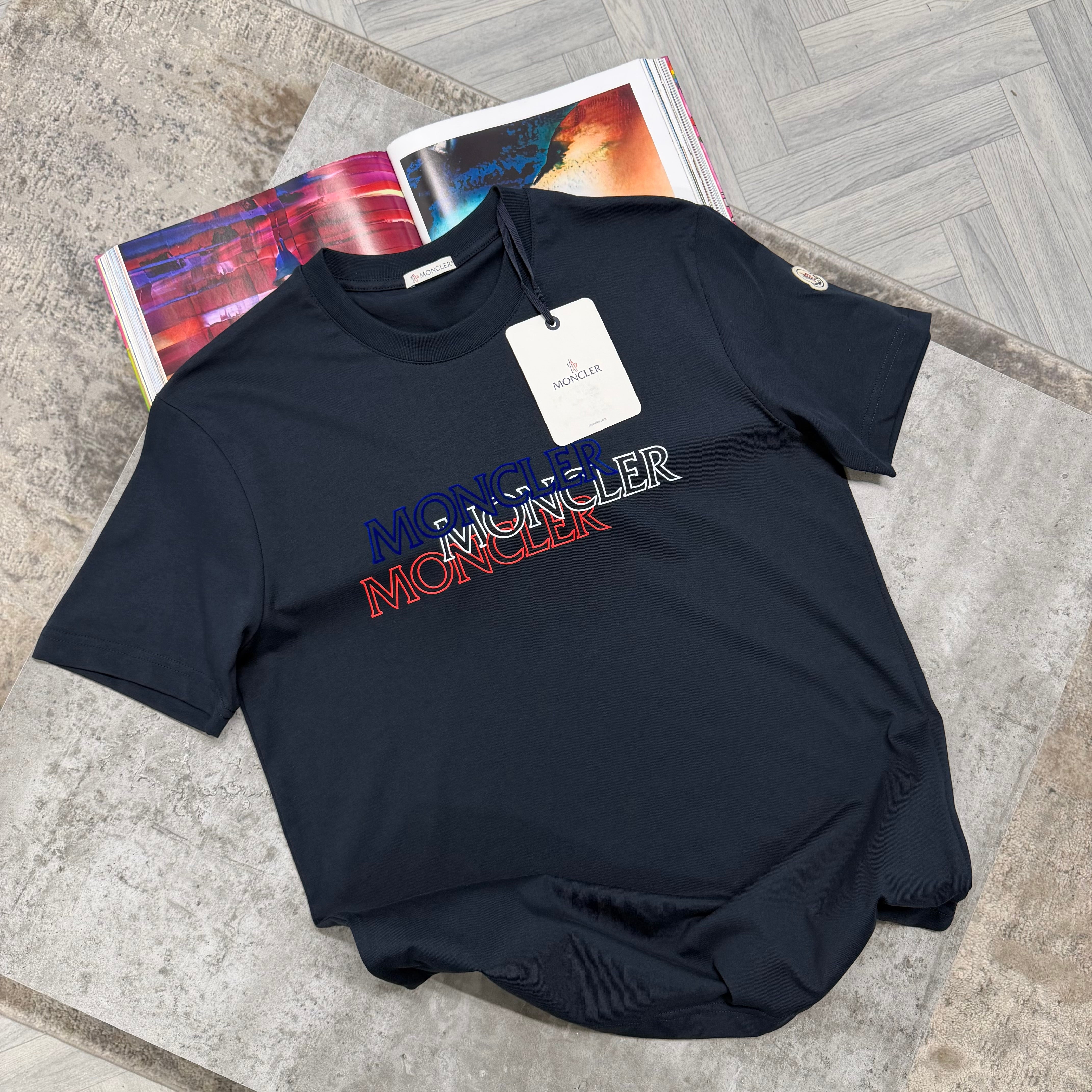 MNCLR TRIPLE LOGO T SHIRT - NAVY