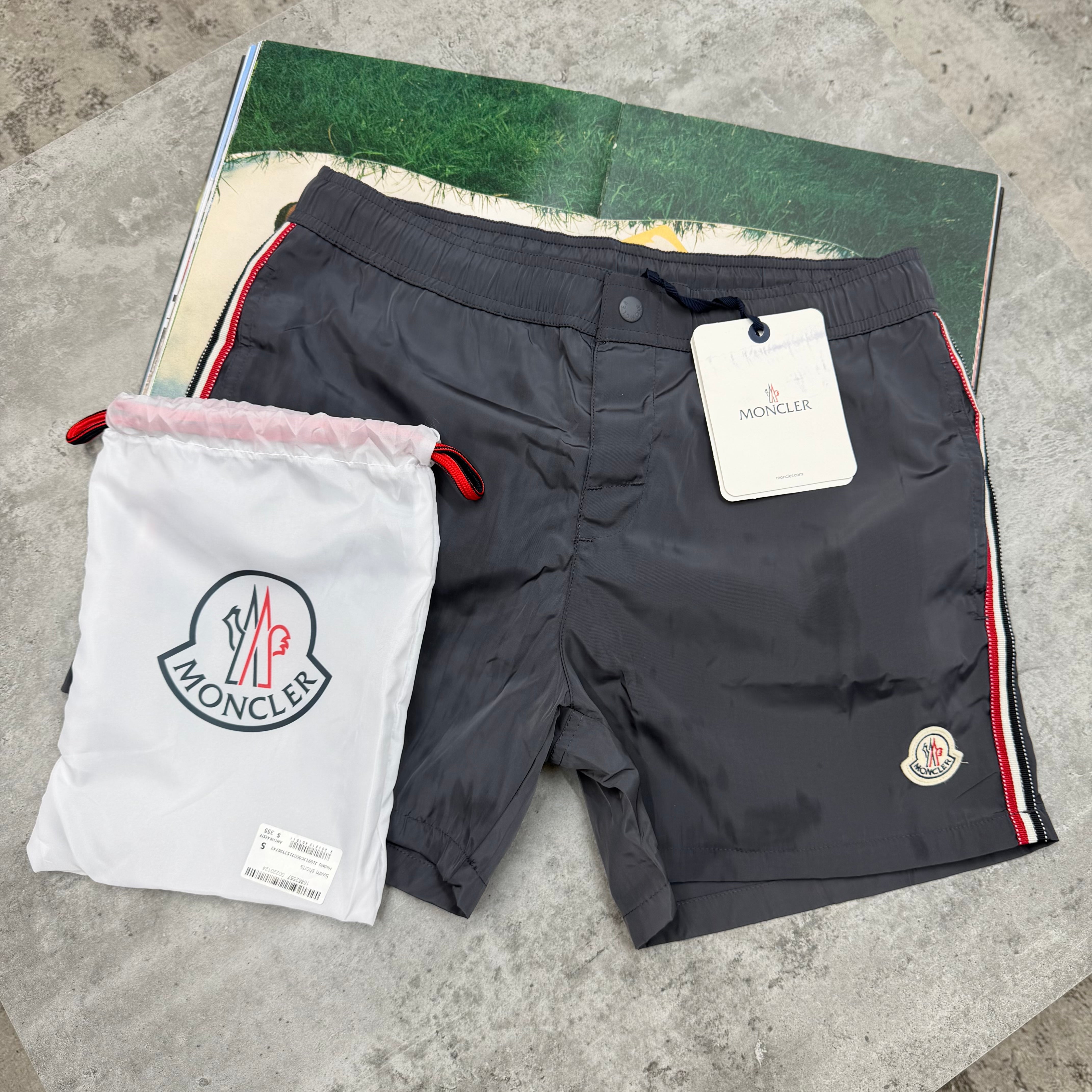 STRIPE BAGGED SWIMS - CHARCOAL