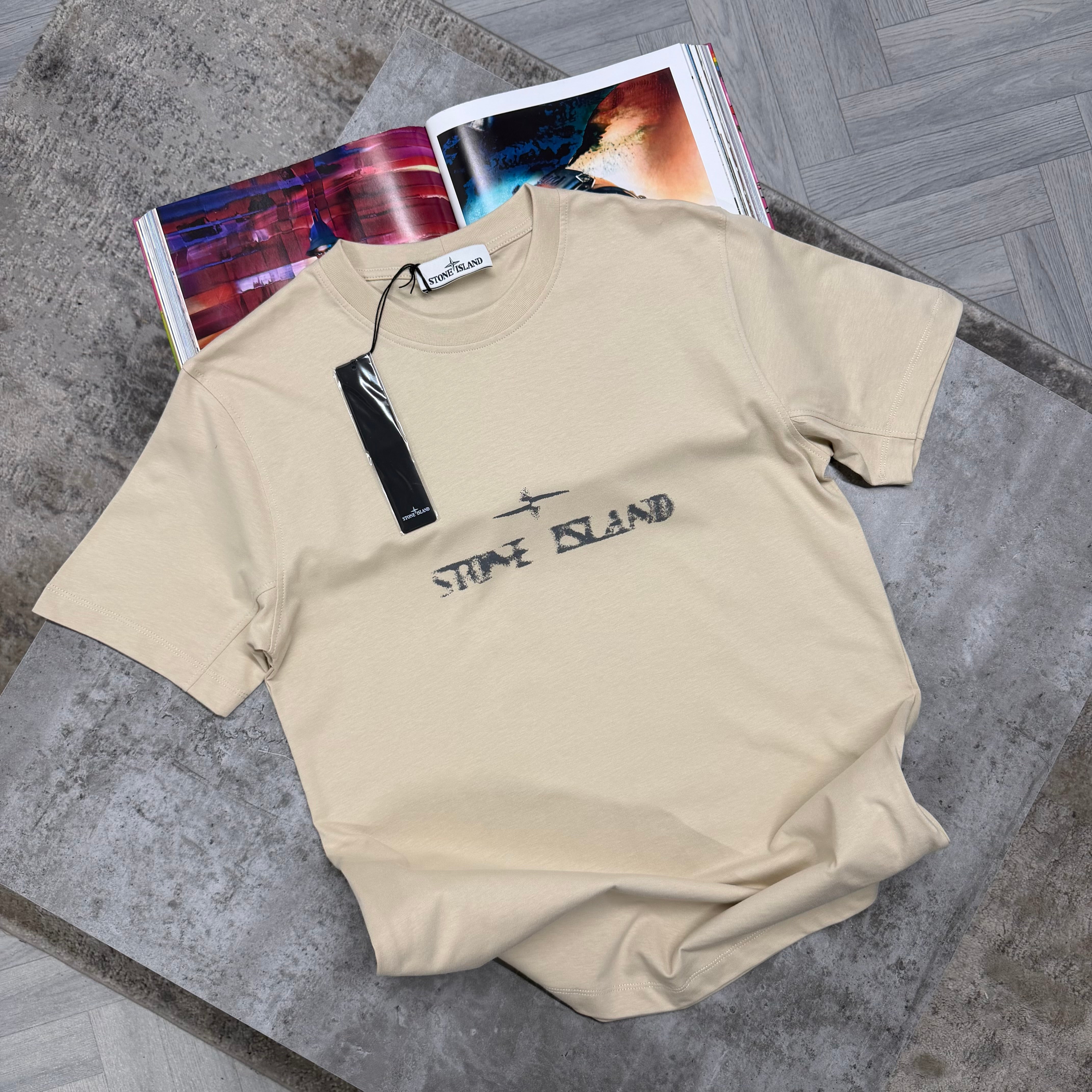 SI BLURR LOGO T SHIRT - BEIGE