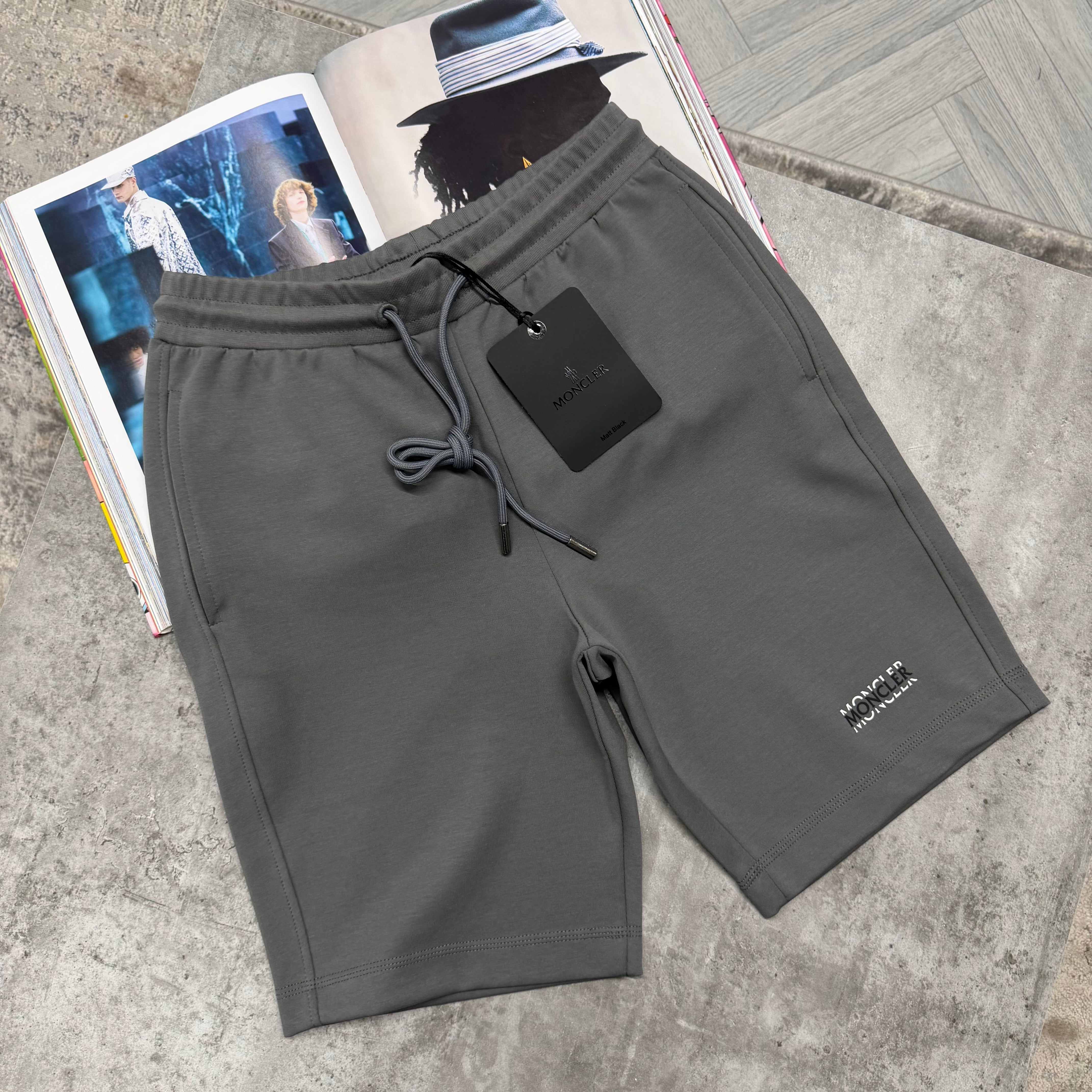 MNCLR SPLIT LOGO COTTON SHORTS - CHARCOAL