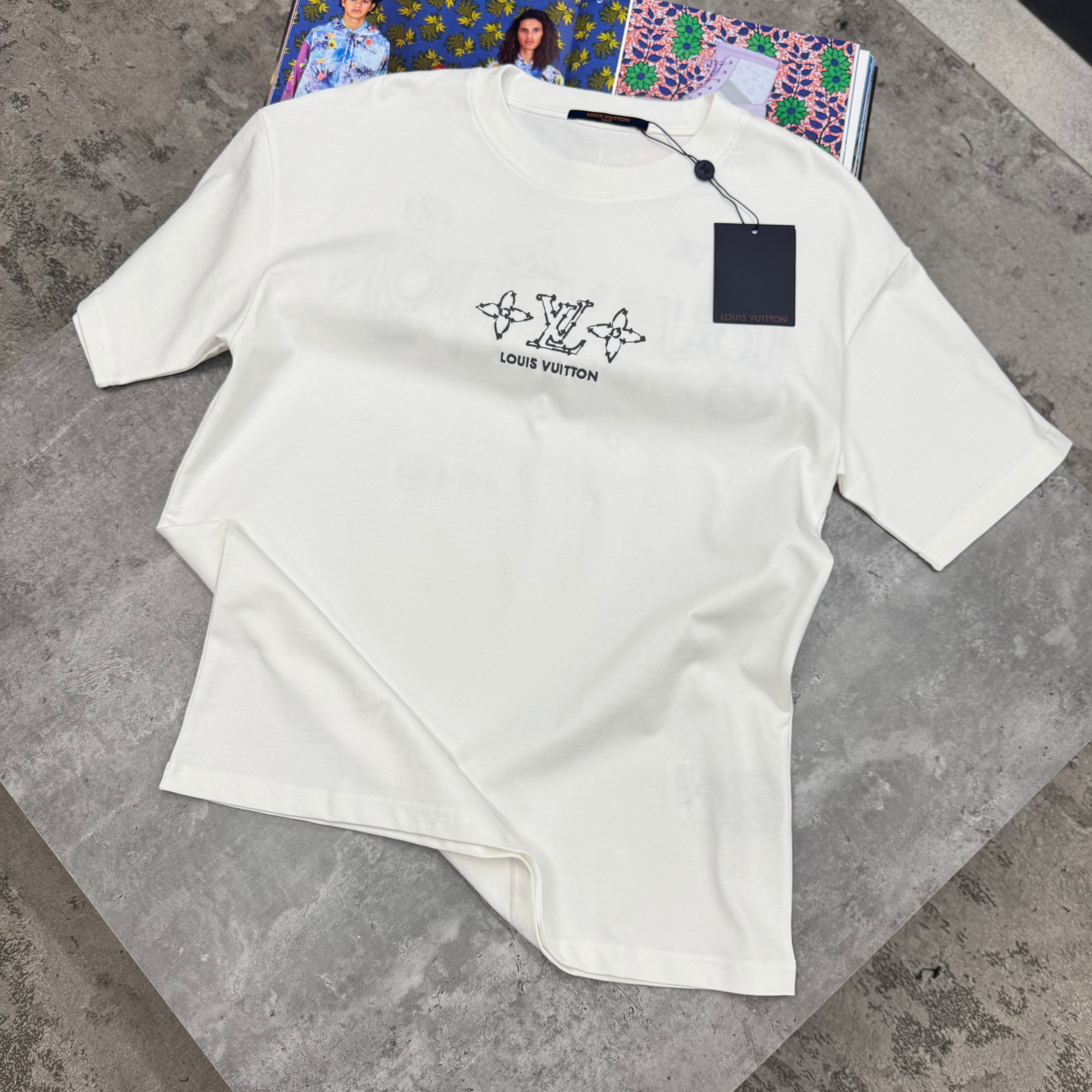 LVE - GREY EMBROIDERY T-SHIRT - WHITE