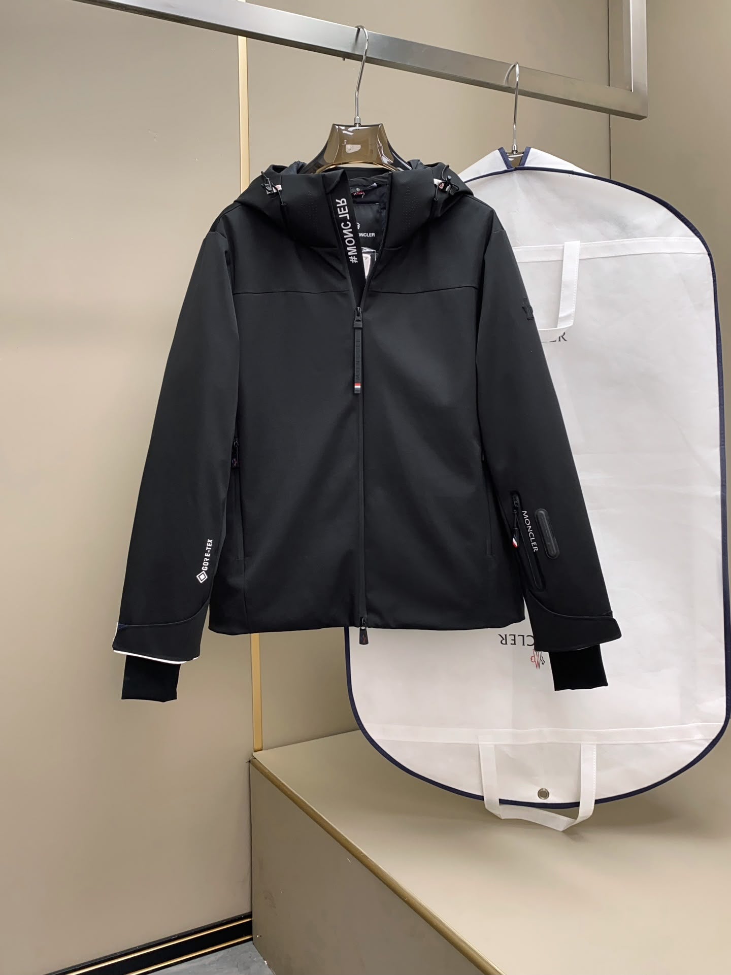 MNCLR BLACK HOODED LIGHTWEIGHT ZIP COAT - (PRE ORDER)